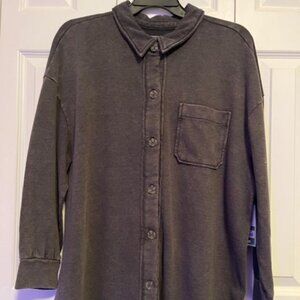 NWT Terra & Sky Grey Button Up Shaket Various Sizes